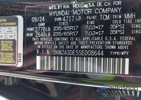 2025 Hyundai Tucson Se z USA, uszkodzony, nr VIN 3KMJA3DE5SE008644